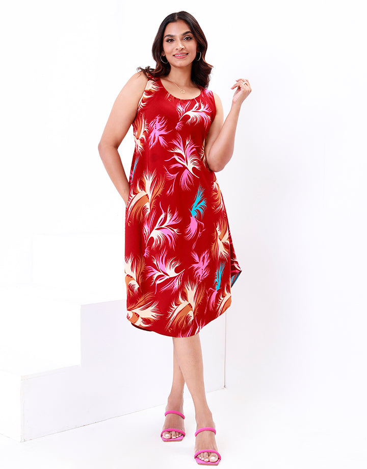 Sleeveless Printed Midi Dress