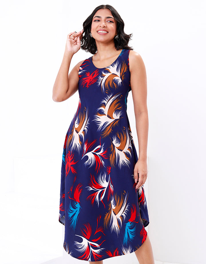 Sleeveless Printed Midi Dress