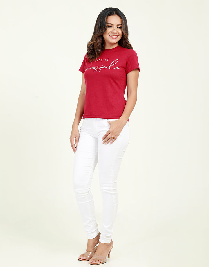Solid Colour T-Shirt with Print