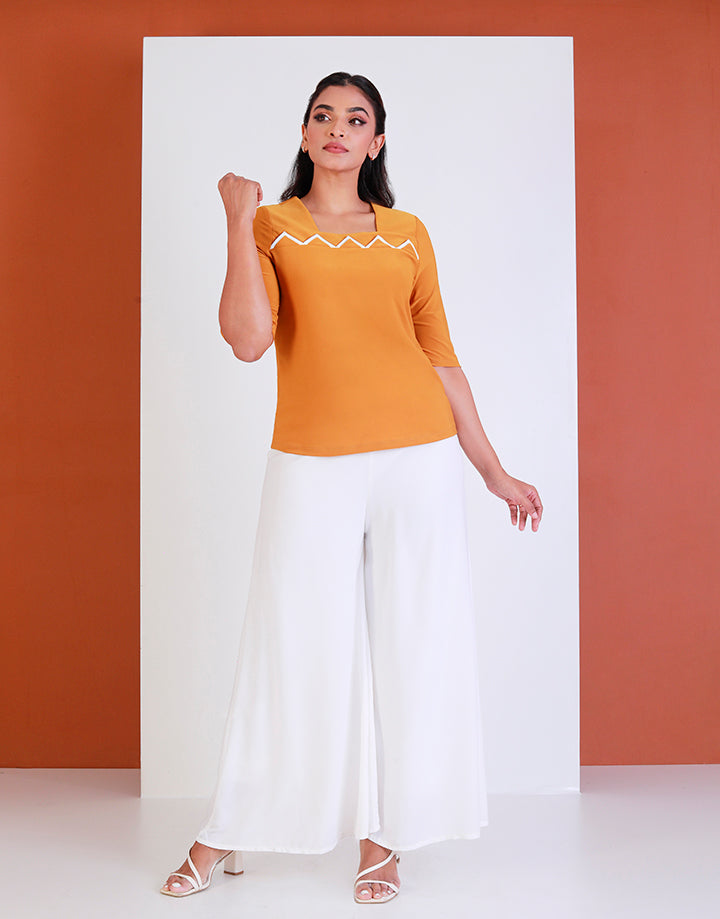 Square Neck Top with ¾ Sleeves