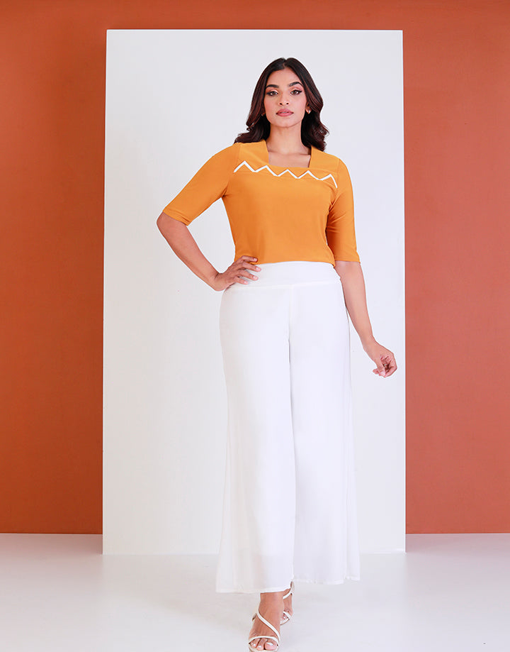 Square Neck Top with ¾ Sleeves