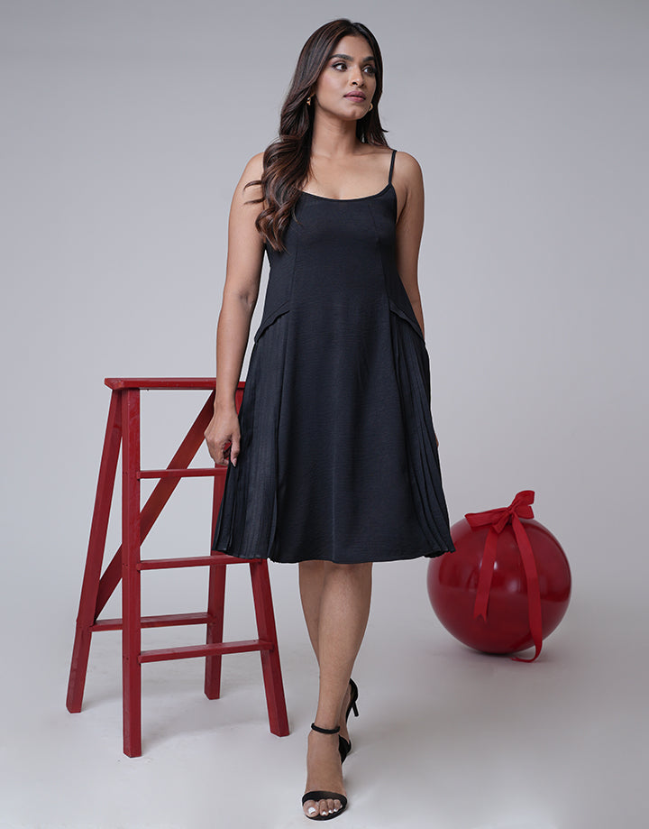 Strappy Neck Dress with Pleat Detail