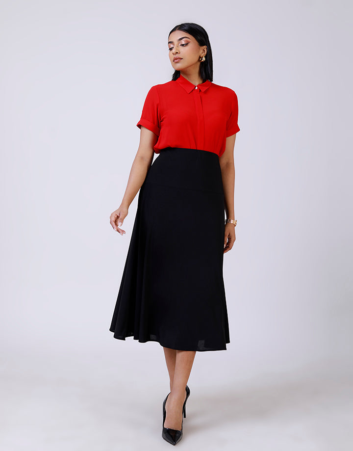 Stretch Flared Hip Skirt