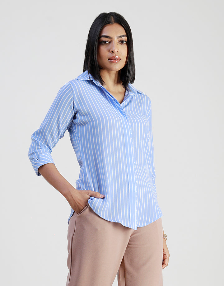 Striped Blouse with ¾ Sleeves