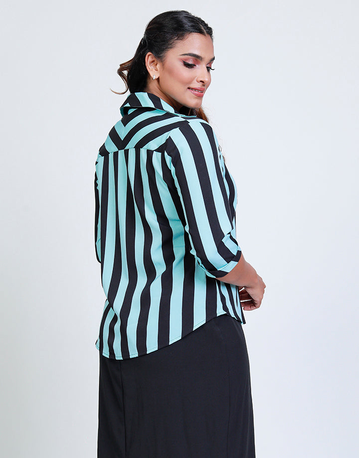Striped Blouse with ¾ Sleeves