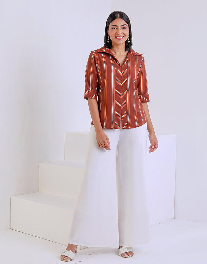 Striped Blouse with ¾ Sleeves