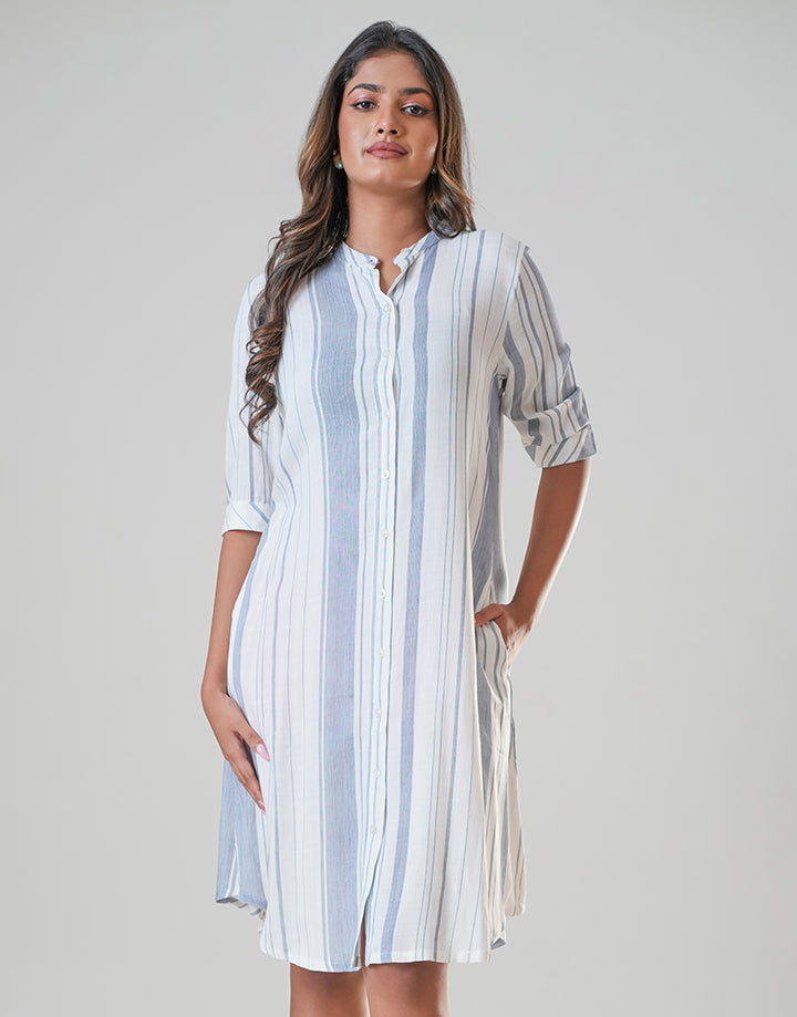 Striped Button Up Shirt Dress