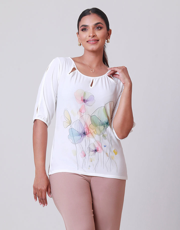 Sublimation Print Top with Split Sleeves