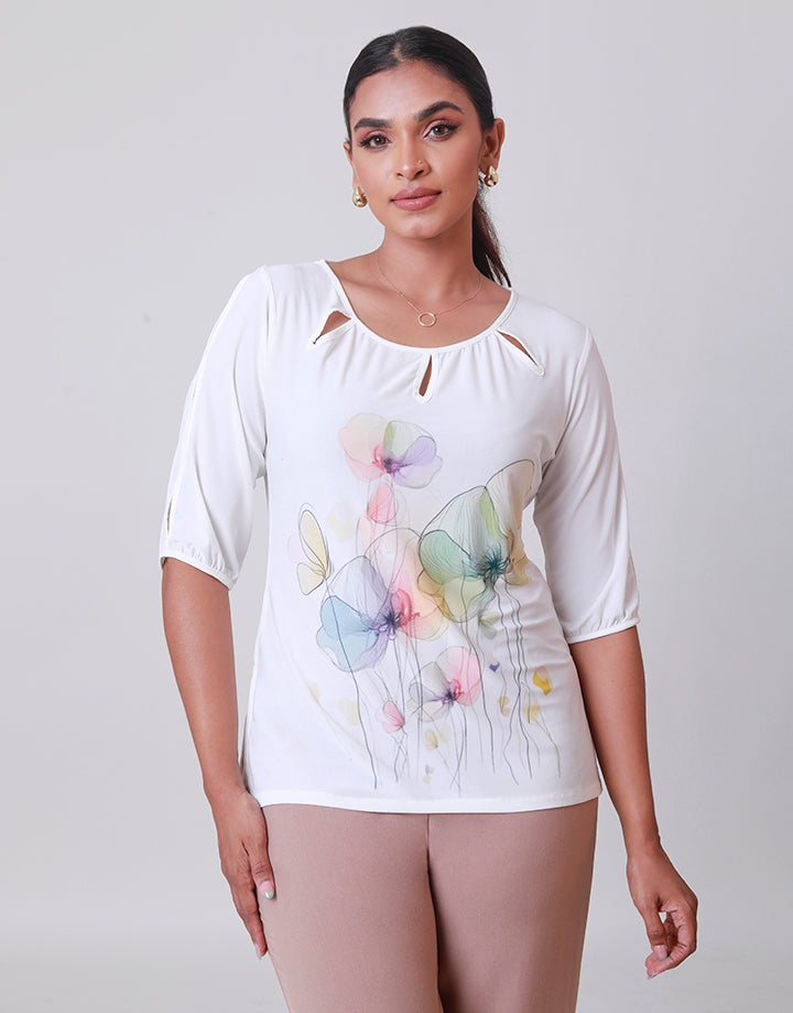 Sublimation Print Top with Split Sleeves