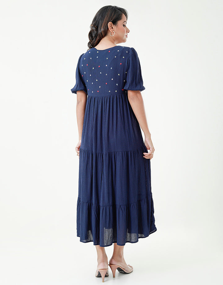 Tiered Dress with Embroidery