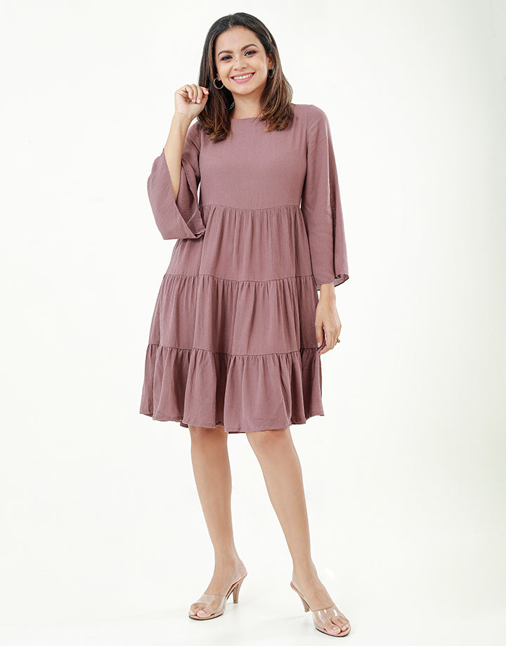 Tiered Dress with Flared Sleeves