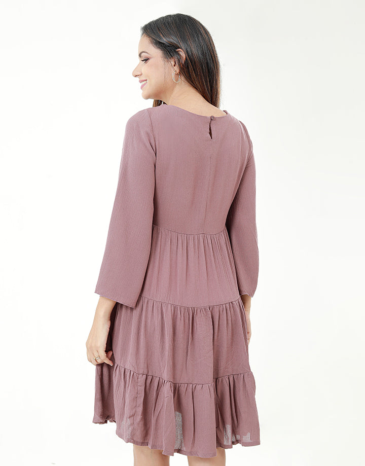 Tiered Dress with Flared Sleeves