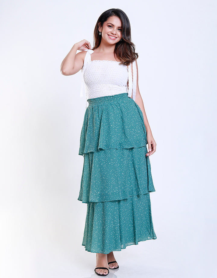 Tiered Printed Maxi Skirt