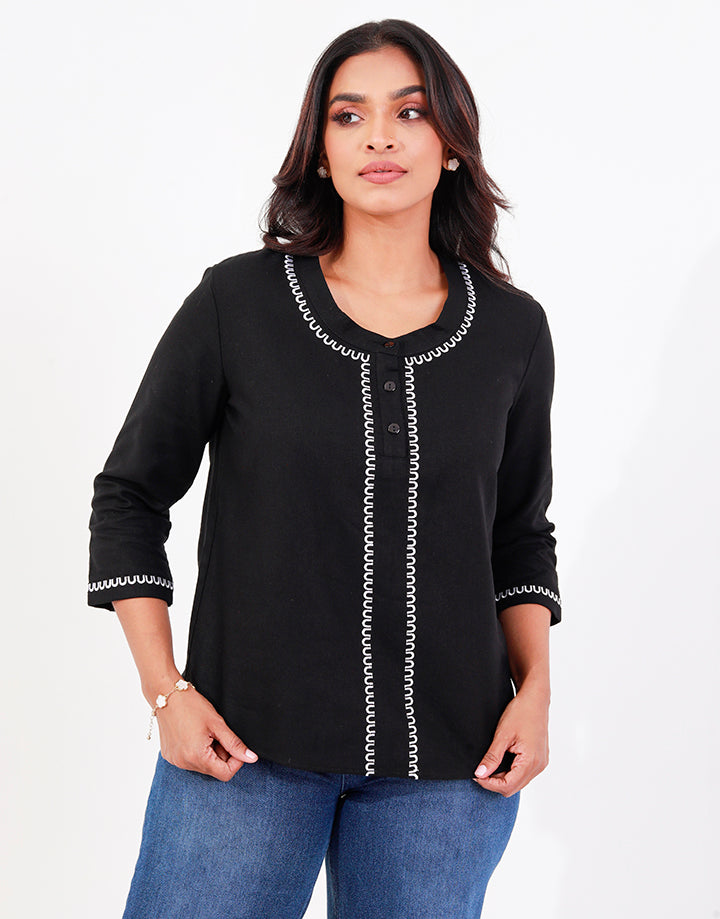 Top with Contrasting Embroidery