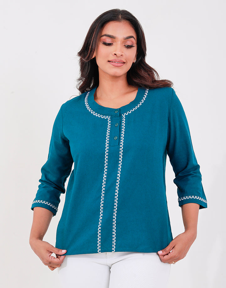 Top with Contrasting Embroidery