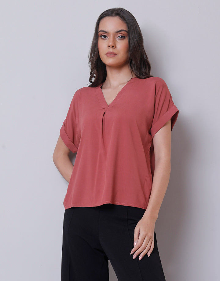 V-Neck Batwing Sleeves Blouse