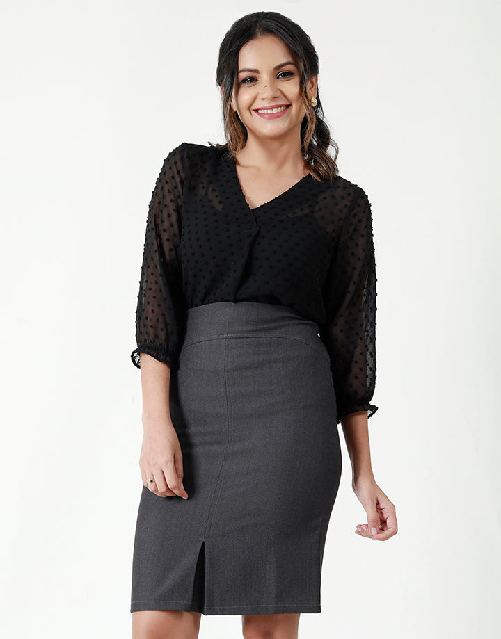 V-Neck Blouse with ¾ Sleeves