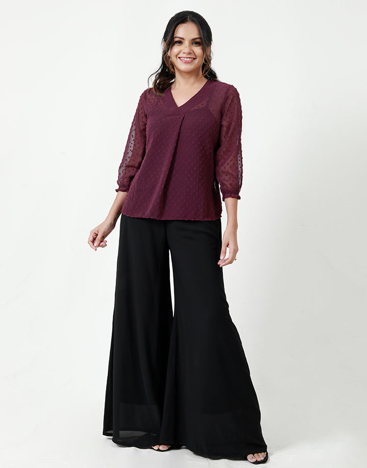 V-Neck Blouse with ¾ Sleeves