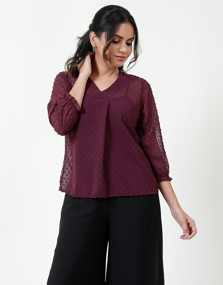 V-Neck Blouse with ¾ Sleeves