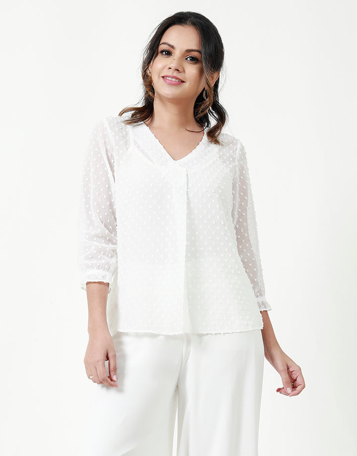 V-Neck Blouse with ¾ Sleeves