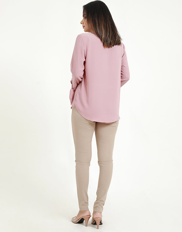 V-Neck Blouse with Tie Up ¾ Sleeves