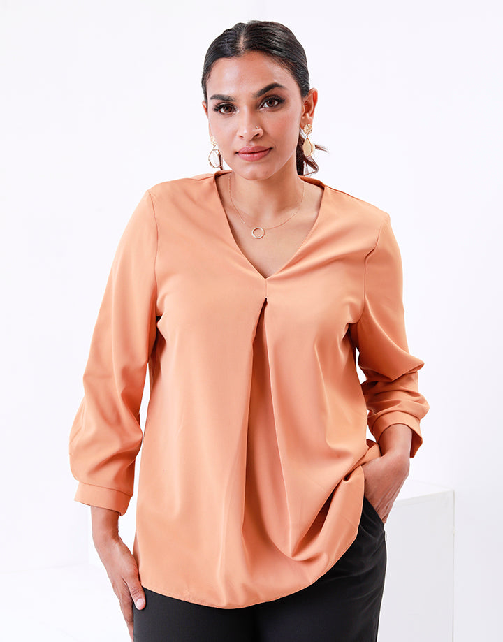 V-Neck Blouse with ¾ Sleeves