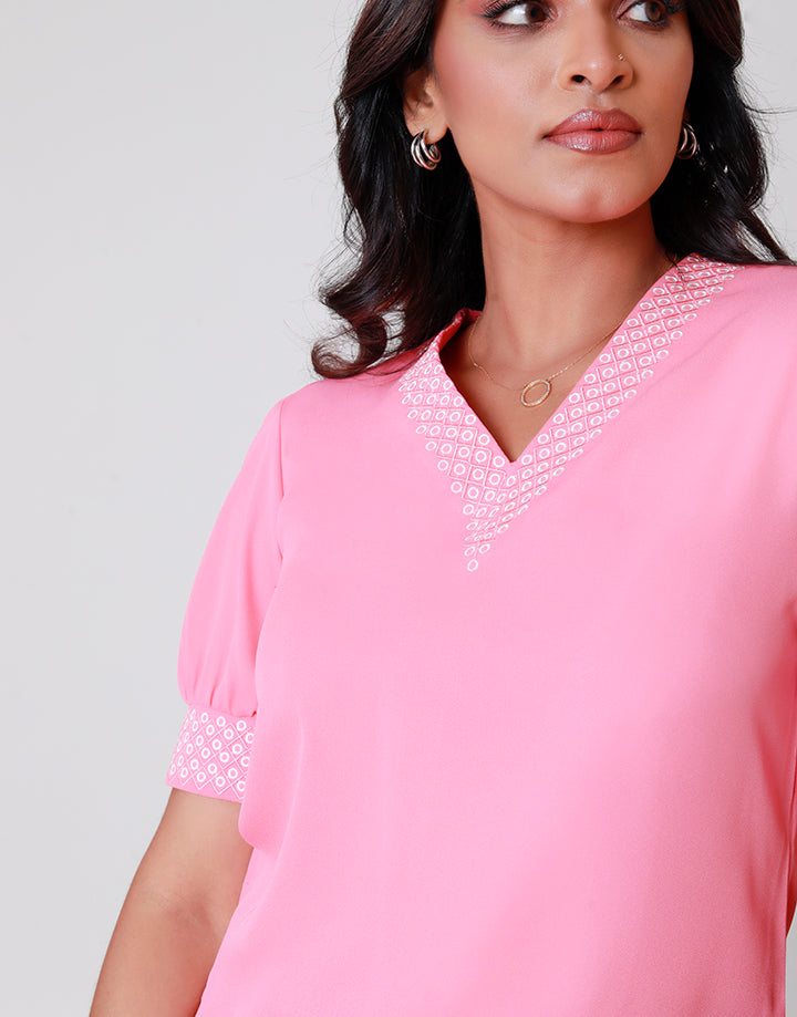 V-Neck Embroidery Kurtha