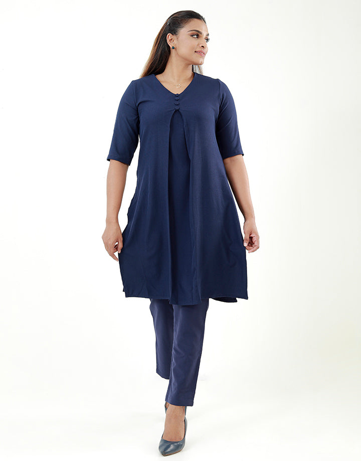 V-Neck Kurtha with Inverted Pleat