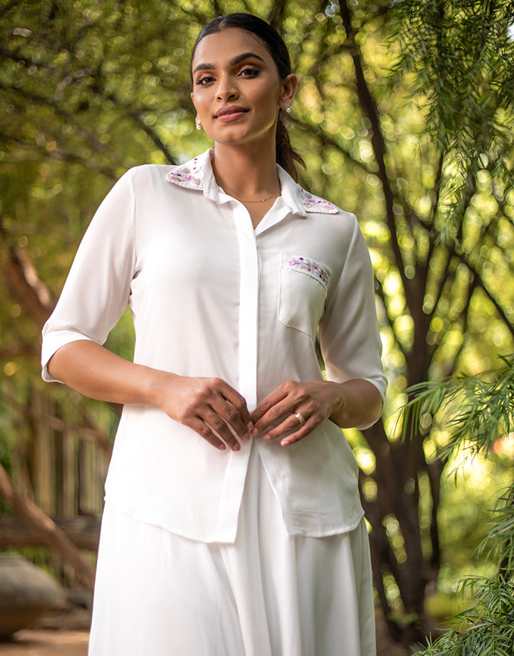 White Blouse with Embroidered Details