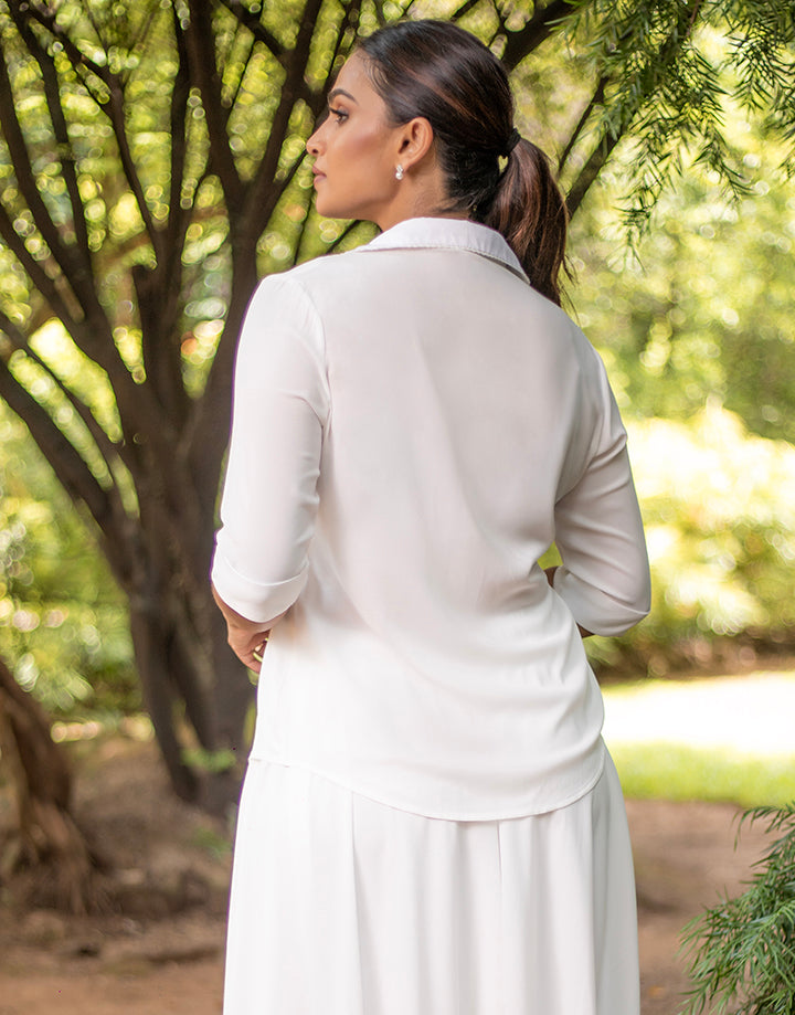 White Blouse with Embroidered Details