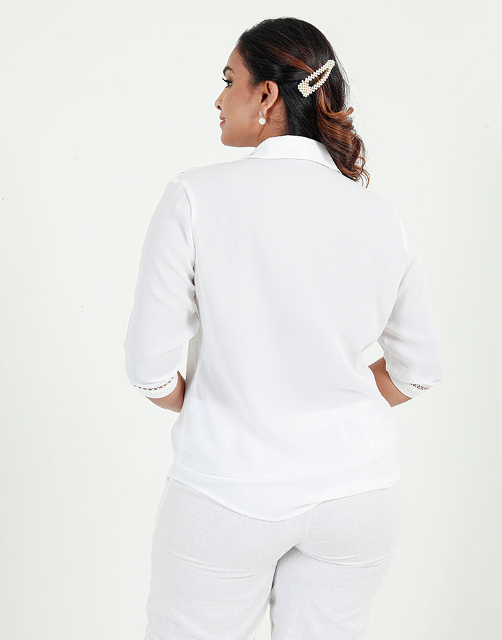 White Blouse with Lader Inserts