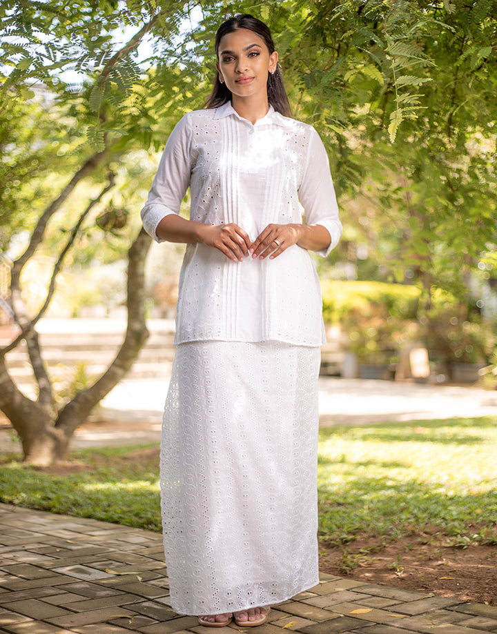 White Cut Lawn Lungi