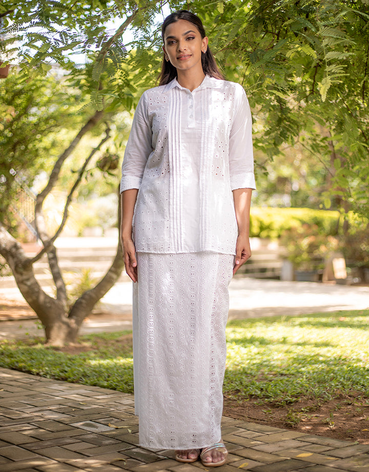 White Cut Lawn Lungi