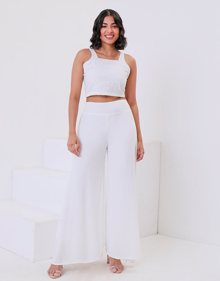 White Palazzo Pant with Lining