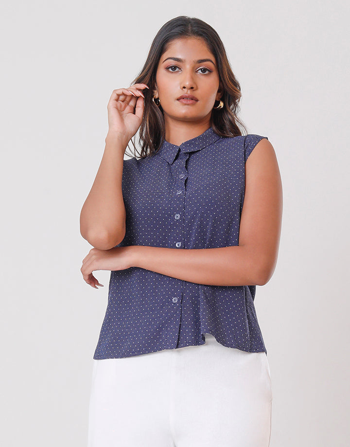 Sleeveless Collared Top