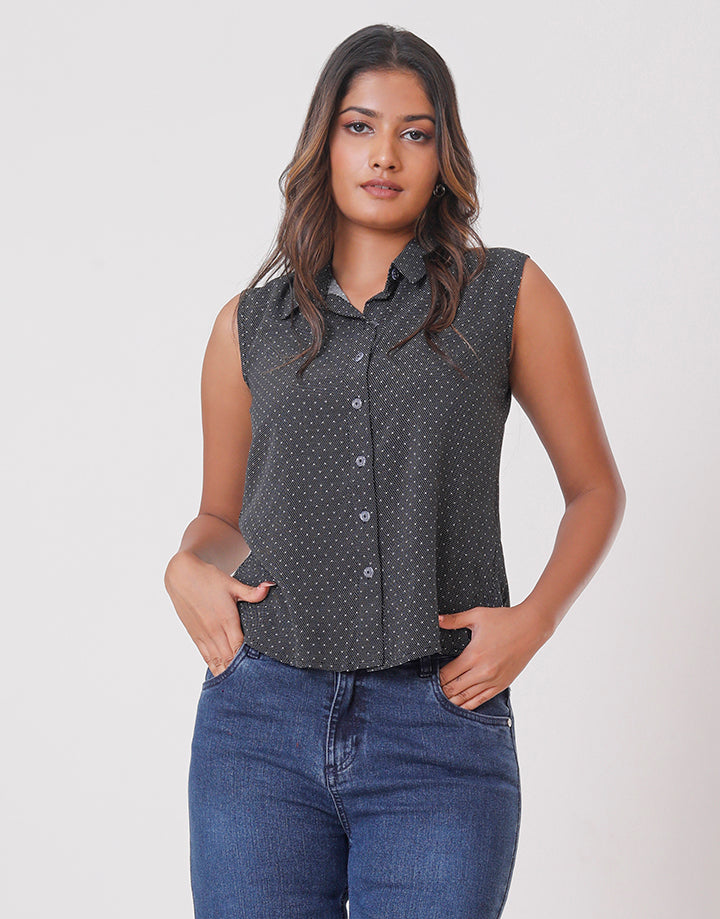 Sleeveless Collared Top