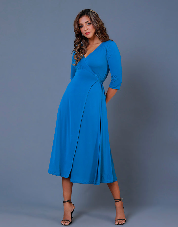 Wrap Dress with ¾ Sleeves