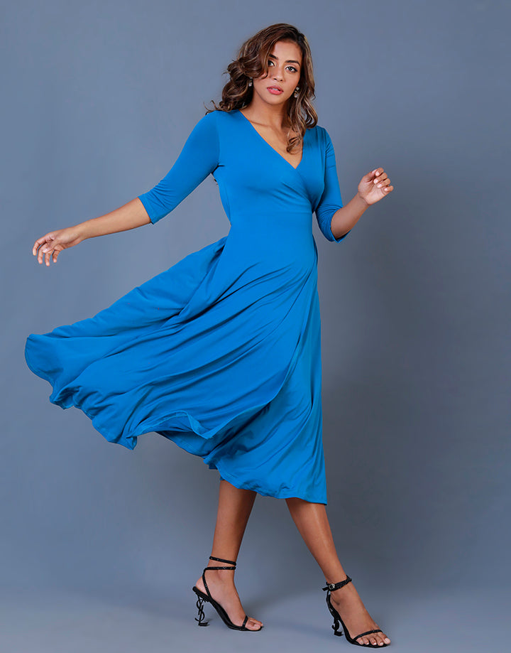 Wrap Dress with ¾ Sleeves