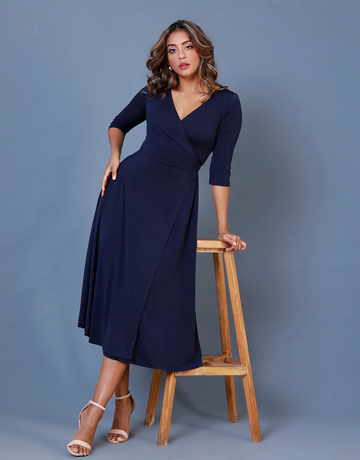 Wrap Dress with ¾ Sleeves