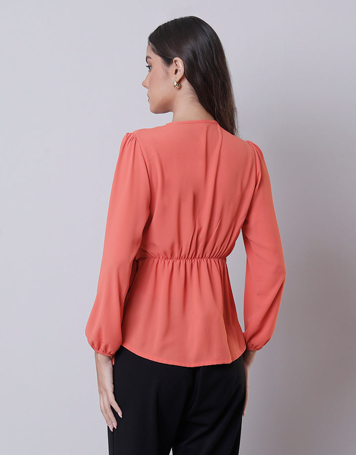 Wrap Side Tie Top with Long Sleeves