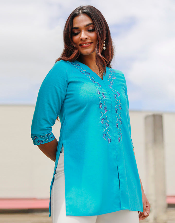 ¾ Sleeves Kurtha with Embroidered