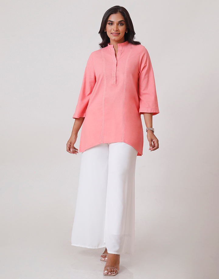 ¾ Sleeves Kurtha with Chain Stitch Embroidery