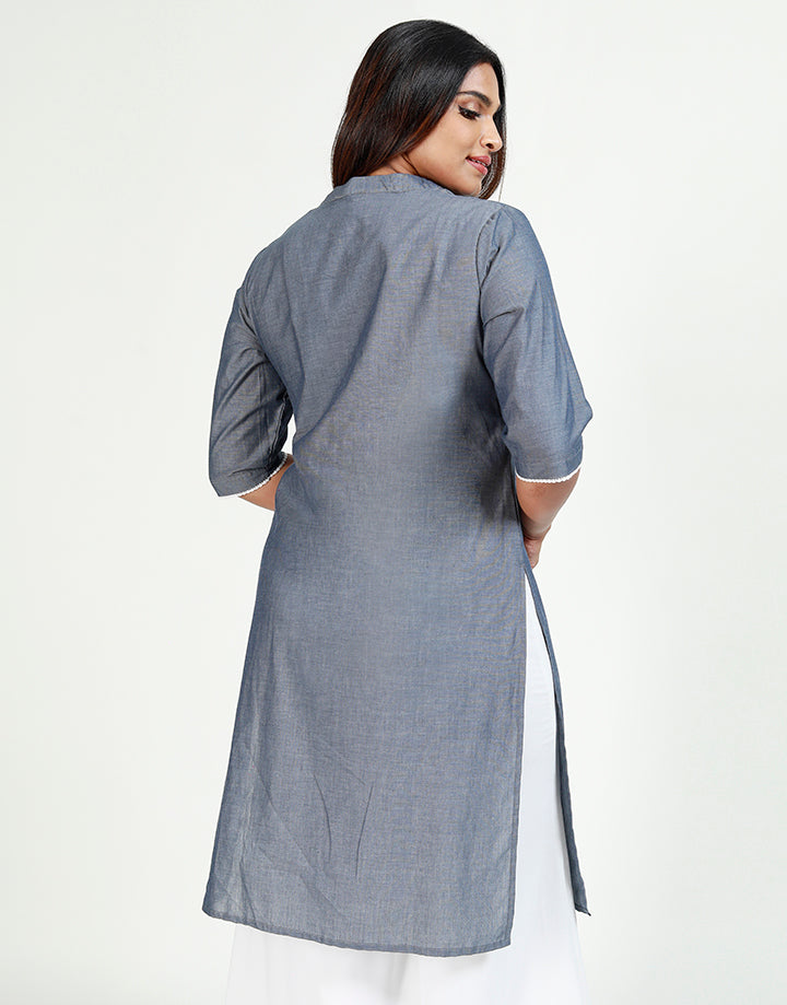 ¾ Sleeves Kurtha with Piping Details