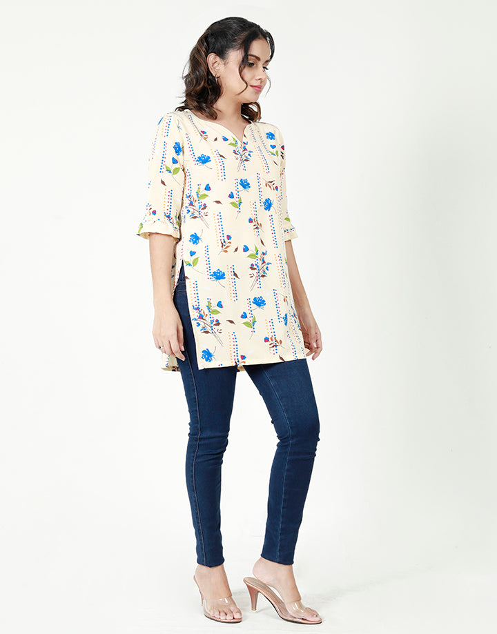 ¾ Sleeves Kurtha with Sweetheart Neck Line