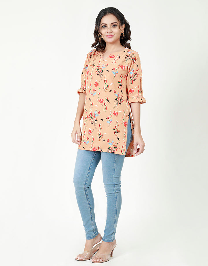 ¾ Sleeves Kurtha with Sweetheart Neck Line