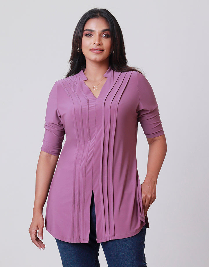 ¾ Sleeves Pintuck Kurtha with Slits