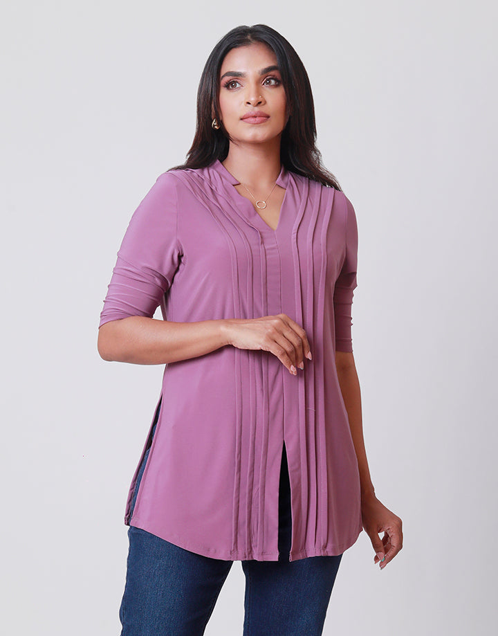 ¾ Sleeves Pintuck Kurtha with Slits