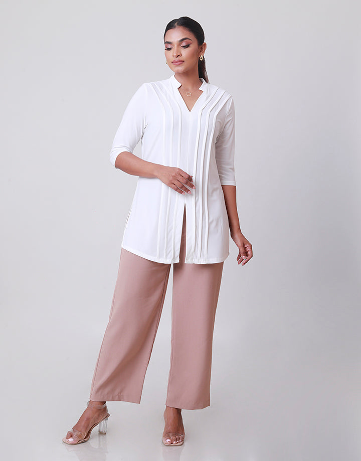 ¾ Sleeves Pintuck Kurtha with Slits