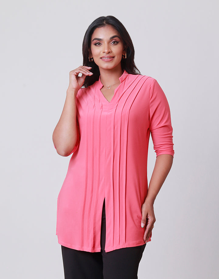 ¾ Sleeves Pintuck Kurtha with Slits