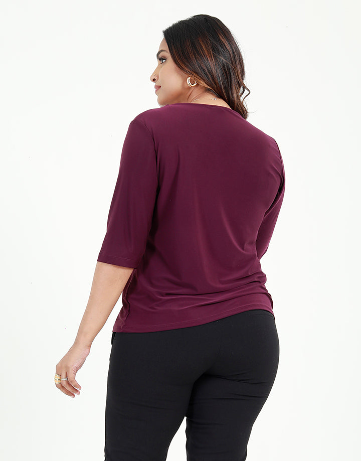 ¾ Sleeves Top with Bonded Placement Design